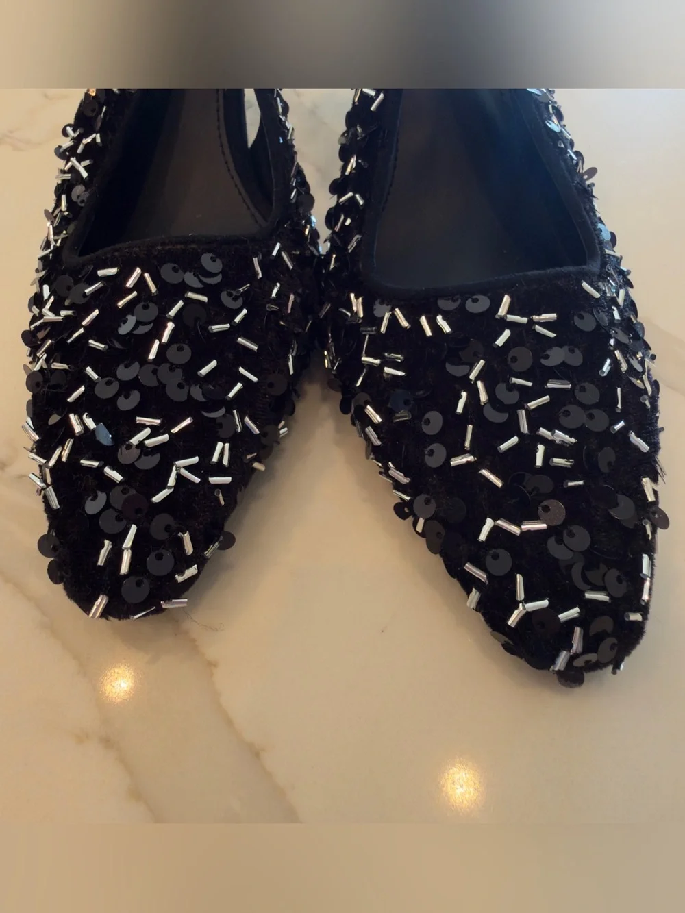 Linea Paolo Cosmo Beaded Sequin Pointed Toe Slingback Pumps 7.5